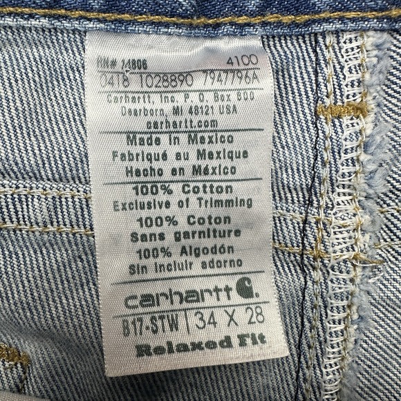 Y2K VINTAGE CARHARTT B17 STW MENS RELAXED FIT DENIM BLUE JEANS | 34X28 - Picture 3 of 9